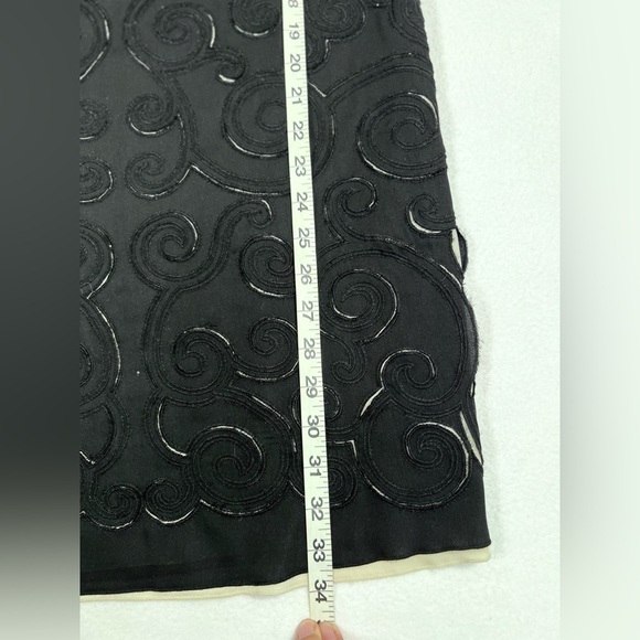 CATHERINE MALANDRINO Women’s Shift Mini Dress Black‎ Pearl Floral Appliqué XS - Picture 11 of 12